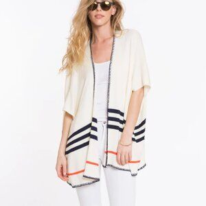Marine Layer Hadley Cream Striped Open Front Boxy Cut Kimono One Size
